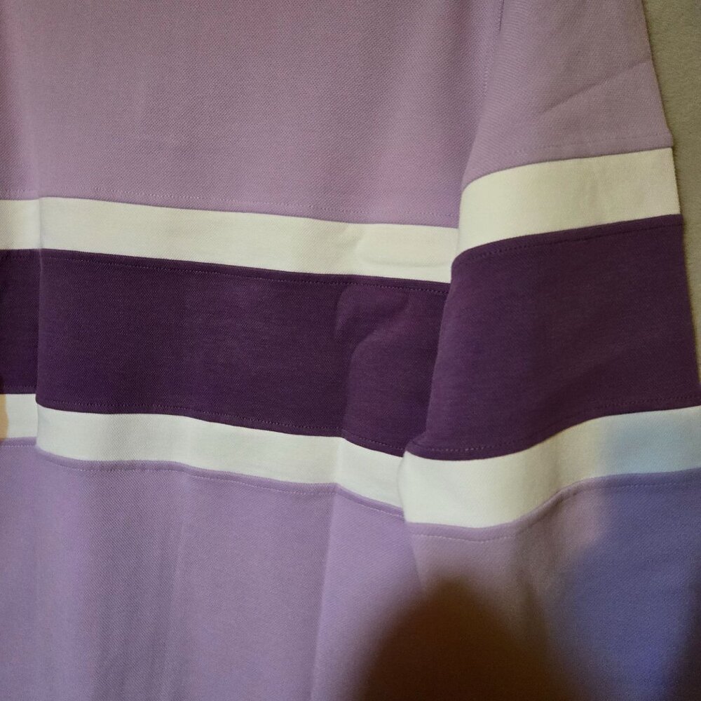 Bogey Boys Men's MD Golf Purple/White Striped Long Sleeve Polo Shirt Outdoorsy - Picture 6 of 9